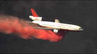 Raw Video Air Tanker Drops Fire Retardant On Lebec Fire [upl. by Tihom266]