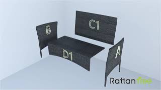 4 Piece Rattan Patio Furniture Set  Assembly Guide [upl. by Anisirhc]