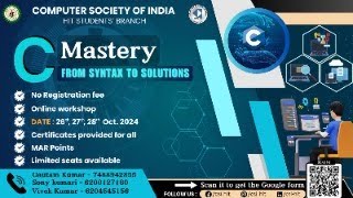 C Mastery From Syntax to Solutions  Live Lecture 4  Haldia Institute of Technology  CSI HIT [upl. by Anilatac]