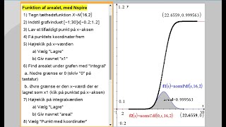 Normalfordeling  Fordelingsfunktionen som areal af tæthedsfunktionen  Nspire simulering [upl. by Borek]