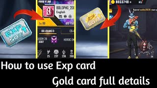 HOW TO USE 50 GOLD UP CARD amp 50 EXP CARD IN FREE FIRE  EXP CARD amp GOLD UP CARD FULL DETAILS [upl. by Ayeki]