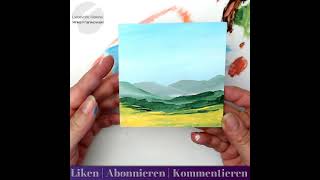 Eine Landschaft mit Bergen  Hügeln malen lernen  Acrylmalerei Ideen für Anfänger Kurzvideo [upl. by Ysset]