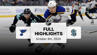 Blues at Kraken  October 8 2024  NHL Full Game Highlights [upl. by Amice]