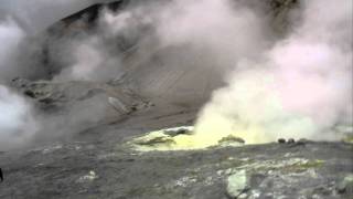 Fumaroles inside Mutnovsky volcano Kamchatka Russia [upl. by Poucher361]