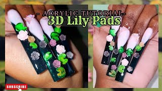 Water lily pad nail tutorial 🐸 Acrylic amp Gel Nails [upl. by Jule186]