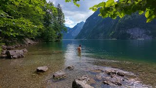 Königssee 4K 60FPS Bavaria Germany  Summer walk and swimming in beautiful alpine landscape [upl. by Aleka403]