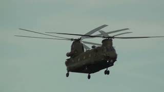 Pair of Chinooks landing at Shobdon Airfield [upl. by Ynettirb]