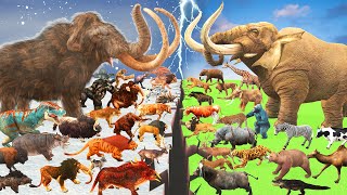 Prehistoric Animals Epic Battle Ice Age Animals vs Real Life Mammals Animal Revolt Battle Simulator [upl. by Eppesuig]