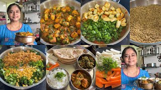 ghar में peesti हूँ Nutri Blender Lunch🍱 paneer hara pyaz🌺 palak lababdar🌺 coriander powder🌺 phulka [upl. by Colman479]