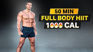 Burn 1000 Calories in 50Minute Full Body HIIT  Intense Cardio At Home  No Equipment needed [upl. by Neryt]