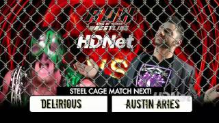 Delirious vs Aries  Steel Cage match  ROH on HDNet 92010 [upl. by Michigan]