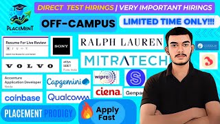 Direct Test Hirings  OFF Campus Drive  Capgemini Google Ciena  2024 2023 Batch  Tech Jobs [upl. by Sarajane]