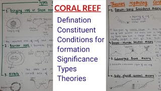 CORAL REEF  Types and Theories for formation with notes [upl. by Dmitri]