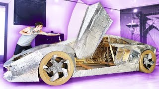 LAMBORGHINI AVENTADOR FROM CARDBOARD  COVERED WITH ALUMINUM FOIL [upl. by Akoyn]