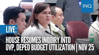 LIVE House resumes inquiry into OVP DepEd budget utilization  Nov 25 [upl. by Ahsienot]