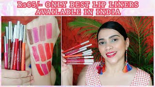 MISS CLAIRE GLIMMERSTICKS LIP LINERS REVIEW amp LIP SWATCHES  JUST Rs65 ONLY  DAY20  Pavithra iyer [upl. by Assilak]