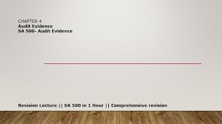 Revision Lecture  Chapter 4  SA 500 Audit Evidence  CA Inter [upl. by Oruasi]