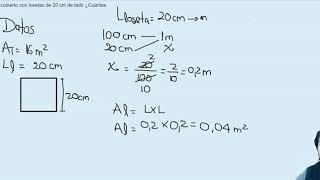 494 Un piso de 16 m2 será cubierto con losetas de 20 cm de lado ¿Cuántas losetas se necesitan [upl. by Aivekahs]