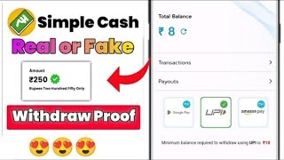 simple cash reward earning app real or fake  simple cash earning app payment proof  2024 [upl. by Oregolac]