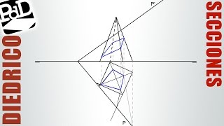 Sección de una pirámide con un plano oblicuo parte 1 de 2 Hallar la sección [upl. by Eissej343]