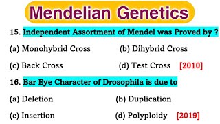 Mendelian Genetics  Genetics mcq  Genetics mcqs  Part 1 [upl. by Ferdy]