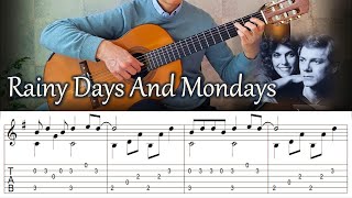 Rainy Days And Mondays  Fingerstyle Guitar  TAB Lyrics [upl. by Eissirhc]