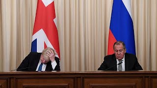 Faceàface tendu entre Boris Johnson et Sergueï Lavrov [upl. by Nyrahs]