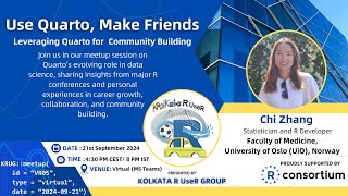 Use Quarto Make Friends by Chi Zhang at Kolkata R UseR Group Virtual Meetup  VR05 [upl. by Atnuahsal]