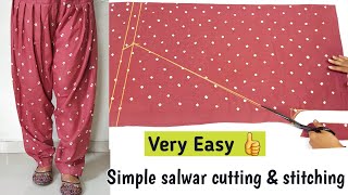 Very Easy Salwar Cutting and Stitching Step by StepSimple Salwar Cutting amp Stitching for beginners [upl. by Haldi]