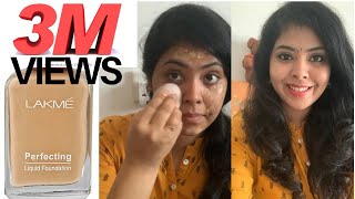 Lakme perfecting Liquid Foubdation  Review amp Application With Tips In TELUGU Affordable Foundation [upl. by Shelden553]