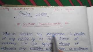 Galilean transformations bsc Hindi and english [upl. by Amsirp367]