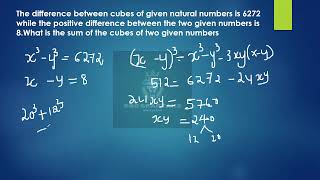 The difference between cubes of given natural numbers is 6272 while thessccgl2023 sscphase12 [upl. by Ury410]