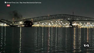 Collapse of Key Bridge in Baltimore after Ship Collision  VOANews [upl. by Lashoh888]