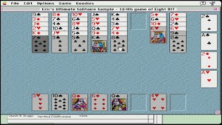 Erics Ultimate Solitaire Sample  164th game of Eight Off Apple Macintosh 1994 Eric Snider [upl. by Aitnis]