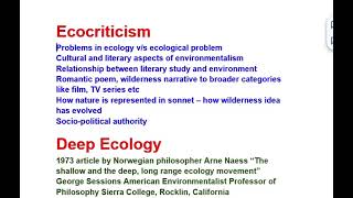 Ecocriticism  Deep Ecology  Oikopoetics  Biocentric Equality  Hindi Explanation [upl. by Hedvige]