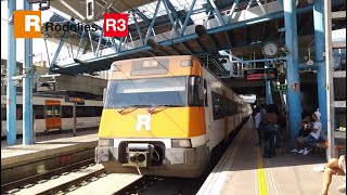 Rodalies R3 RipollHospitalet de Llobregat parant a Vic amb Renfe 447 doble PMR 12082023 [upl. by Osyth94]