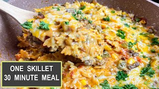 Cheesy Sloppy Joe Pasta Casserole One Skillet Meal Easy Dinner Recipes using Ground Beef [upl. by Lamori]