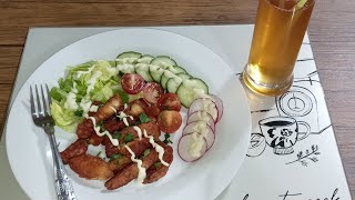 Halloumi fries with vegetable salad [upl. by Evvie]