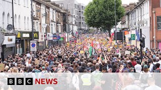 Antiracism protests take place across England after violent unrest  BBC News [upl. by Aevin84]