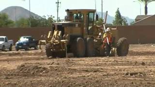 CAT 140 H Motor Grader and 627G Scrapers working [upl. by Yelsa]