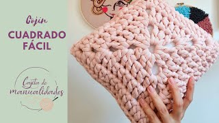 APRENDER A TEJER  cojin tejido en crochet  cuadrado tejido  Ganchillo Paso a Paso DIY [upl. by Yenaffit]