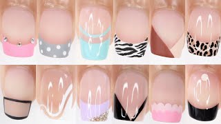 50 EASY NAIL IDEAS  50 different ways to do a French Manicure at home HUGE nail art compilation [upl. by Yelrahs]