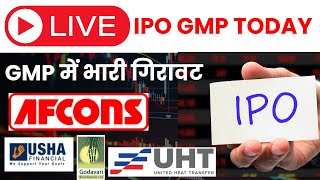 IPO GMP Today Live  Afcons Infrastructure IPO GMP  Usha Financial Services Godavari Biorefineries [upl. by Sabsay126]