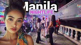 Makati Nightlfe Walking Tour  BURGOS ST  Go Go Bars  Beautiful Ladies EVERYWHERE [upl. by Ayra50]