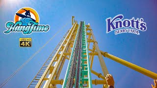 August 2022 HangTime Roller Coaster On Ride 4K POV Knotts Berry Farm [upl. by Elvah]