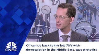 Oil can go back to the low 70s with deescalation in the Middle East says strategist [upl. by Schreib580]