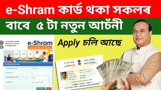 Eshram কাৰ্ড থকা সকলৰ বাবে ৫ টা আচঁনী  Benefits of E shram card 2024  e shram card [upl. by Nylac]