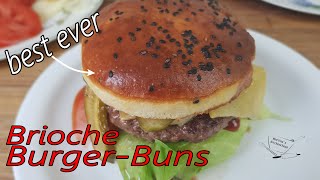 weiche Brioche Hamburger Brötchen  die besten Burger Buns selber backen  Rezept mit Videoanleitung [upl. by Iaverne]