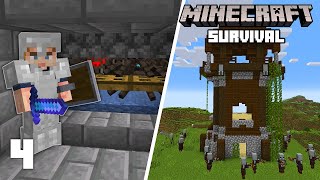 Minecraft Easy XP Farm amp Pillager Raid  118 Survival Lets play  Ep 4 [upl. by Hennessey]