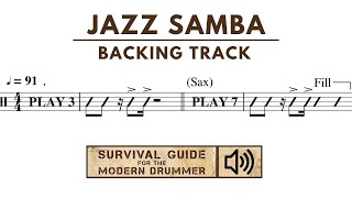 Jazz Samba Backing Track for Drummers Drumless  Guide Chart [upl. by Pricilla]